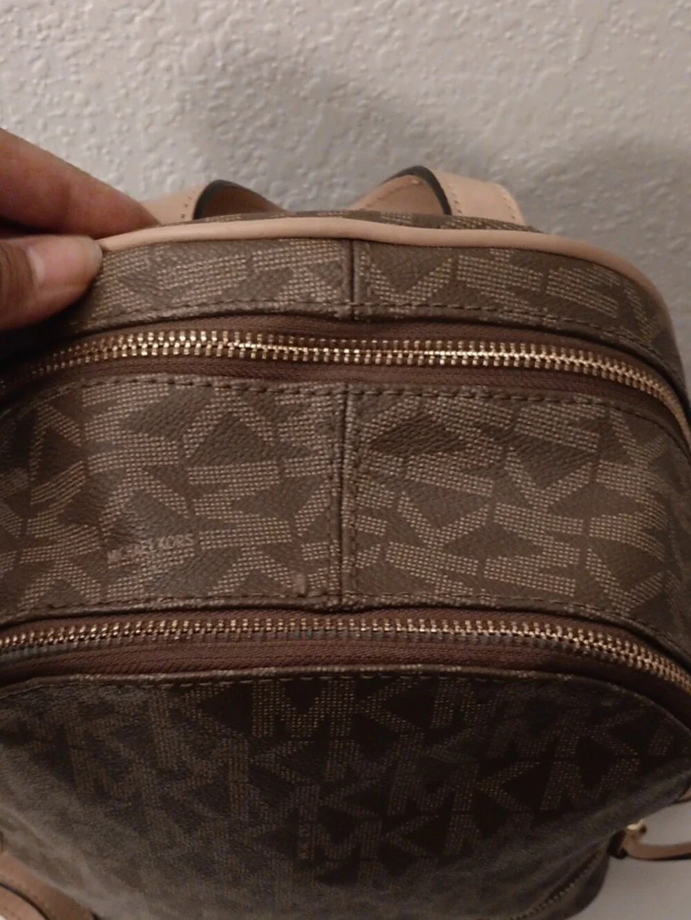 Michael Kors Brown Logo Mid Mini Backpack with Gold Hardware
